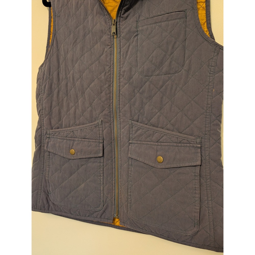 Duluth Trading Co Womens Quilted Utility Barn Vest Slate Blue Gray Mustard S - Picture 4 of 8